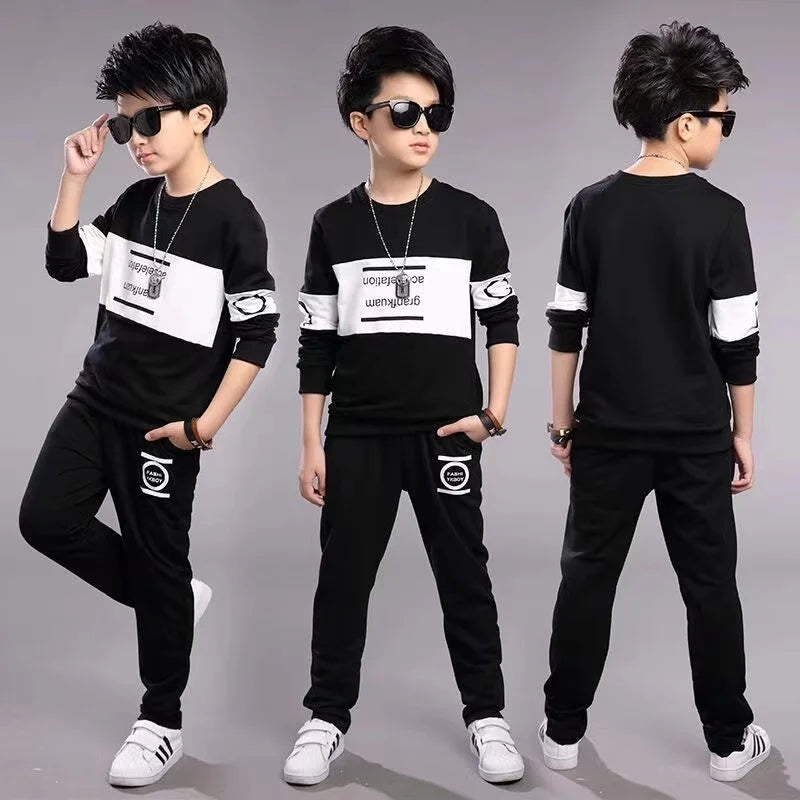 Boys' Casual Letter Print Tracksuit Set