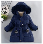 Girls' Winter Padded Jacket with Detachable Hood