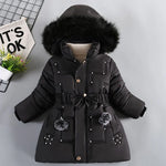 Girls' Winter Padded Jacket with Detachable Hood