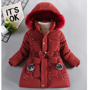 Girls' Winter Padded Jacket with Detachable Hood