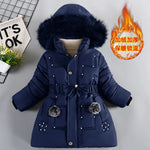 Girls' Winter Padded Jacket with Detachable Hood