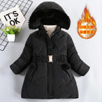 Girls' Winter Padded Jacket with Detachable Hood