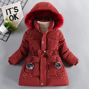 Girls' Winter Padded Jacket with Detachable Hood