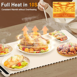 Electric Warming Tray – Foldable Portable Food Heating Mat with Adjustable 3-Level Temperature Control